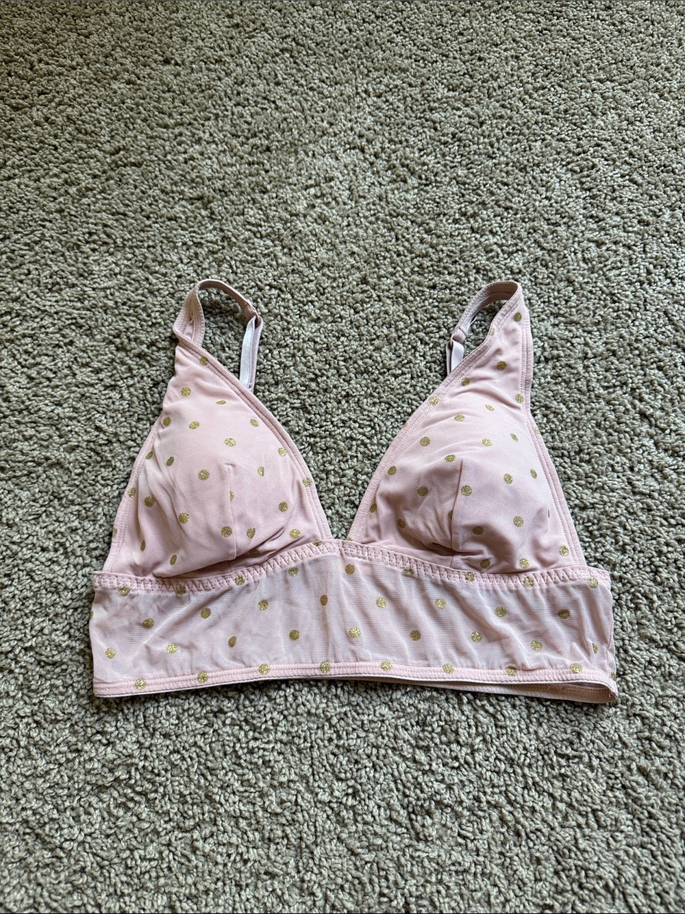 PINK Victoria's Secret Light Pink Bralette with Gold Dots